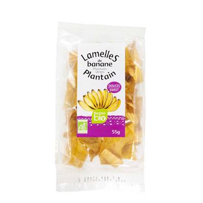 Lamelles de banane plantain sucrées RACINES BIO 55 g 
