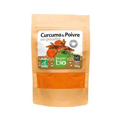 Curcuma&Poivre en poudre RACINES BIO 100 g - DDM 30/04/2024