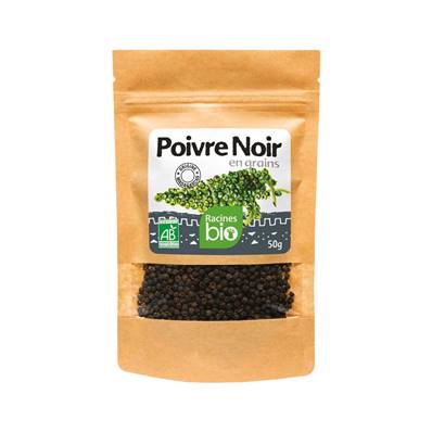 Poivre noir en grains RACINES BIO  50 g - DDM 31/03/2024