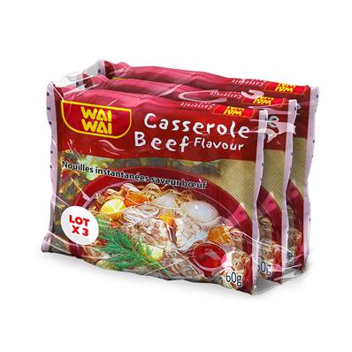 Nouilles instantanées WAI WAI saveur boeuf 3 x 60 g