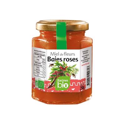  Miel de fleurs Baies Roses RACINES BIO 250 g (1)