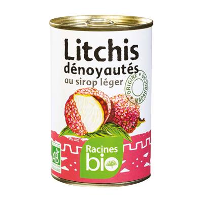 Litchis dénoyautés au sirop léger RACINES BIO 420 g