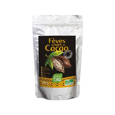  Fèves crues de cacao RACINES BIO 200 g - DDM 30/09/2024
