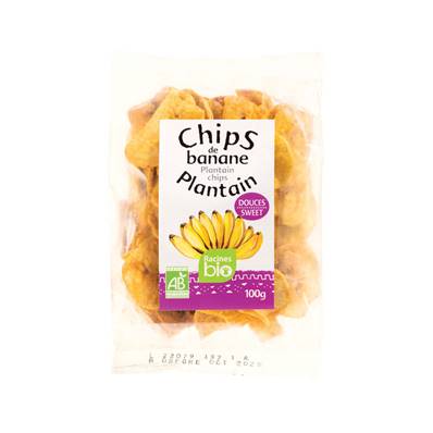 Chips de banane plantain sucrées RACINES BIO 100 g 