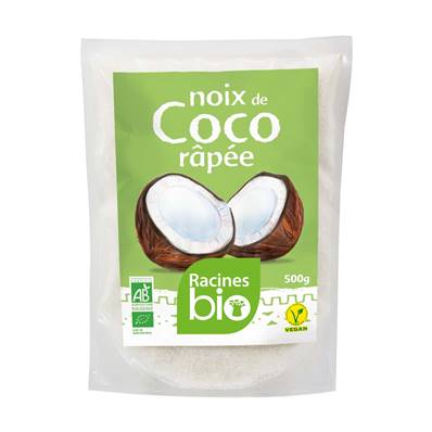 Noix de coco rapée RACINES BIO 500 g - DDM 28/11/2022