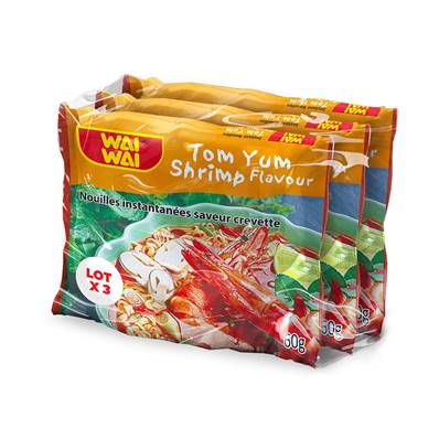 Nouilles instantanées WAI WAI saveur crevette 3 x 60 g