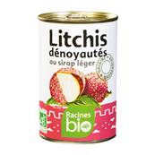 Litchis dnoyauts au sirop lger RACINES BIO 420 g